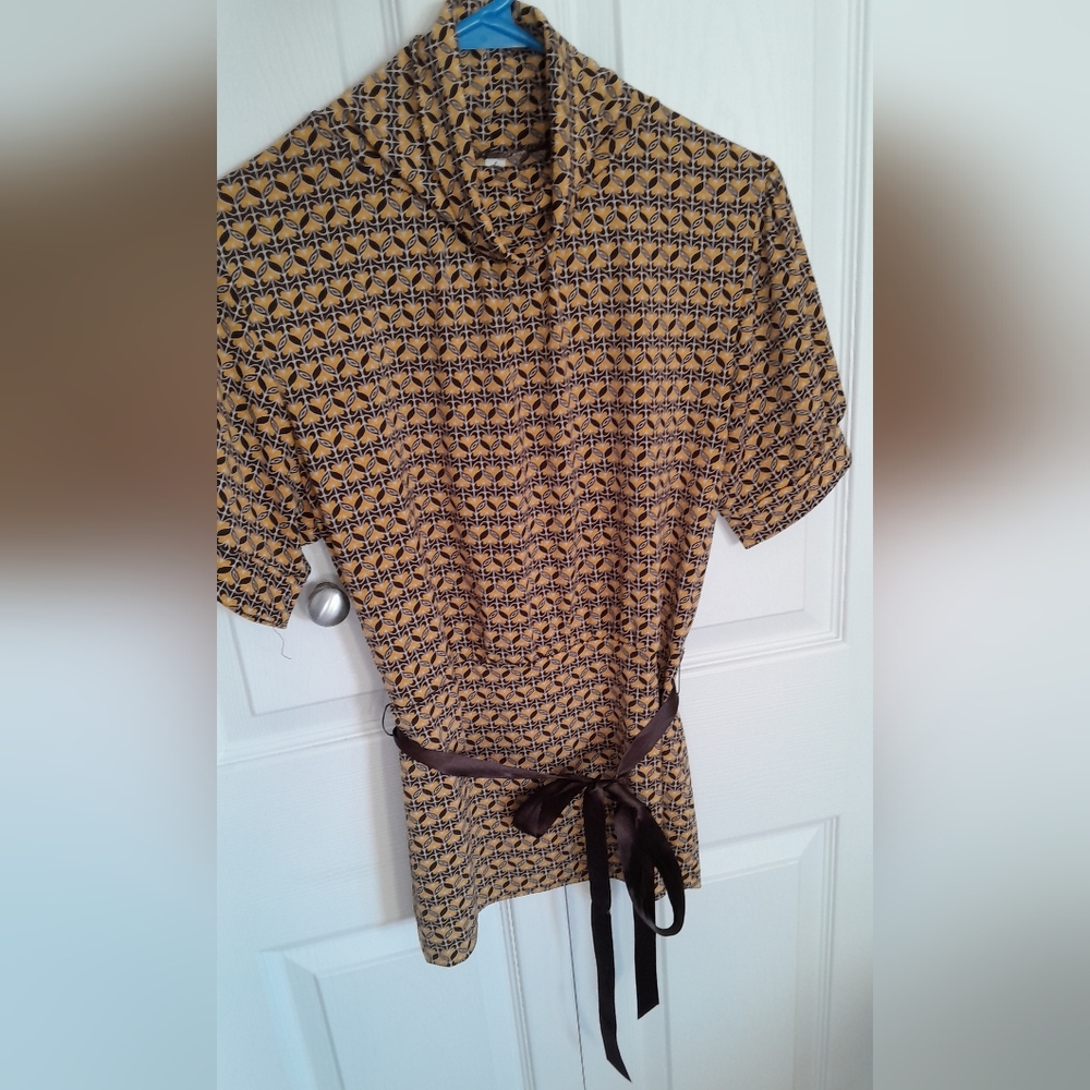 Yellow and Brown Patterned Dress